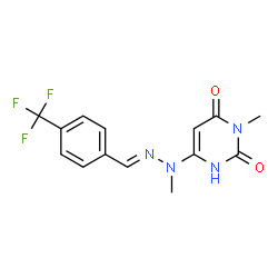 ChemSpider 2D Image | 3-Methyl-6-{(2E)-1-methyl-2-[4-(trifluoromethyl)benzylidene]hydrazino}-2,4(1H,3H)-pyrimidinedione | C14H13F3N4O2