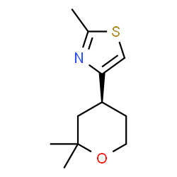 ChemSpider 2D Image | 4-[(4S)-2,2-Dimethyltetrahydro-2H-pyran-4-yl]-2-methyl-1,3-thiazole | C11H17NOS
