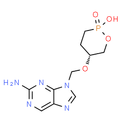 ChemSpider 2D Image | (5R)-5-[(2-Amino-9H-purin-9-yl)methoxy]-1,2-oxaphosphinan-2-ol 2-oxide | C10H14N5O4P