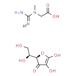 ChemSpider 2D Image | N-Carbamimidoyl-N-methylglycine - L-threo-hex-1-enofuranos-3-ulose (1:1) | C10H17N3O8