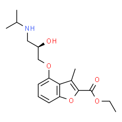 ChemSpider 2D Image | Ethyl 4-[(2R)-2-hydroxy-3-(isopropylamino)propoxy]-3-methyl-1-benzofuran-2-carboxylate | C18H25NO5