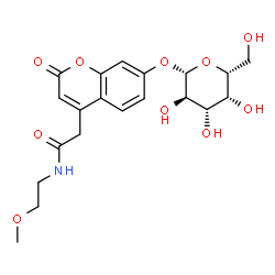ChemSpider 2D Image | 2-[7-(beta-D-Galactopyranosyloxy)-2-oxo-2H-chromen-4-yl]-N-(2-methoxyethyl)acetamide | C20H25NO10