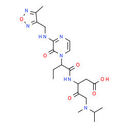 ChemSpider 2D Image | 5-[Isopropyl(methyl)amino]-3-({2-[3-{[(4-methyl-1,2,5-oxadiazol-3-yl)methyl]amino}-2-oxo-1(2H)-pyrazinyl]butanoyl}amino)-4-oxopentanoic acid | C21H31N7O6