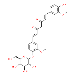 ChemSpider 2D Image | 4-[(1E,6E)-7-(4-Hydroxy-3-methoxyphenyl)-3,5-dioxo-1,6-heptadien-1-yl]-2-methoxyphenyl D-glucopyranoside | C27H30O11