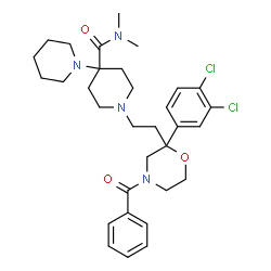 ChemSpider 2D Image | 1'-{2-[4-Benzoyl-2-(3,4-dichlorophenyl)-2-morpholinyl]ethyl}-N,N-dimethyl-1,4'-bipiperidine-4'-carboxamide | C32H42Cl2N4O3
