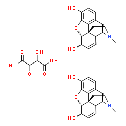 ChemSpider 2D Image | (5alpha,6alpha)-17-Methyl-7,8-didehydro-4,5-epoxymorphinan-3,6-diol 2,3-dihydroxysuccinate (2:1) | C38H44N2O12