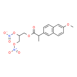 ChemSpider 2D Image | 2,3-Bis(nitrooxy)propyl 2-(6-methoxy-2-naphthyl)propanoate | C17H18N2O9