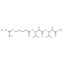 ChemSpider 2D Image | 3-{[3-({5-[(Diaminomethylene)amino]pentanoyl}oxy)-2,4-dimethylpentanoyl]oxy}-2,4-dimethylpentanoic acid | C20H37N3O6