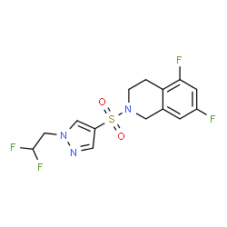 ChemSpider 2D Image | 2-{[1-(2,2-Difluoroethyl)-1H-pyrazol-4-yl]sulfonyl}-5,7-difluoro-1,2,3,4-tetrahydroisoquinoline | C14H13F4N3O2S
