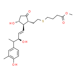 ChemSpider 2D Image | Methyl 4-[(2-{(1R,2R,3R)-3-hydroxy-2-[(1E,3R)-3-hydroxy-4-(4-hydroxy-3-methylphenyl)-1-penten-1-yl]-5-oxocyclopentyl}ethyl)sulfanyl]butanoate | C24H34O6S