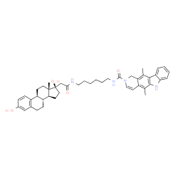 ChemSpider 2D Image | (17alpha)-N-(6-{[(5,11-Dimethyl-1,6-dihydro-2H-pyrido[4,3-b]carbazol-2-yl)carbonyl]amino}hexyl)-3,17-dihydroxy-19-norpregna-1,3,5(10)-trien-21-amide | C44H54N4O4