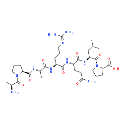 ChemSpider 2D Image | L-Alanyl-L-prolyl-L-alanyl-N~5~-(diaminomethylene)-L-ornithyl-L-glutaminyl-L-leucyl-L-proline | C33H57N11O9