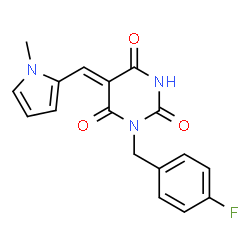 ChemSpider 2D Image | (5Z)-1-(4-Fluorobenzyl)-5-[(1-methyl-1H-pyrrol-2-yl)methylene]-2,4,6(1H,3H,5H)-pyrimidinetrione | C17H14FN3O3