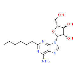 ChemSpider 2D Image | 9-(beta-D-Arabinofuranosyl)-2-hexyl-9H-purin-6-amine | C16H25N5O4