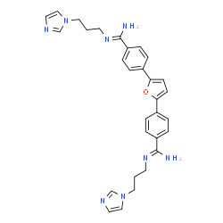 ChemSpider 2D Image | 4,4'-(2,5-Furandiyl)bis{N'-[3-(1H-imidazol-1-yl)propyl]benzenecarboximidamide} | C30H32N8O