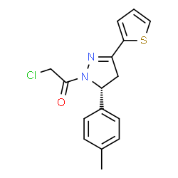 ChemSpider 2D Image | 2-Chloro-1-[(5R)-5-(4-methylphenyl)-3-(2-thienyl)-4,5-dihydro-1H-pyrazol-1-yl]ethanone | C16H15ClN2OS