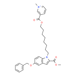 ChemSpider 2D Image | 3-[({8-[5-(Benzyloxy)-2-(methoxycarbonyl)-1H-indol-1-yl]octyl}oxy)carbonyl]-1-methylpyridinium | C32H37N2O5