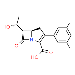 ChemSpider 2D Image | (5R,6S)-3-(3,5-Diiodophenyl)-6-[(1R)-1-hydroxyethyl]-7-oxo-1-azabicyclo[3.2.0]hept-2-ene-2-carboxylic acid | C15H13I2NO4