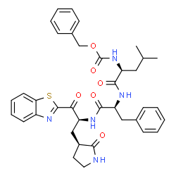 ChemSpider 2D Image | N-[(Benzyloxy)carbonyl]-L-leucyl-N-{(2S)-1-(1,3-benzothiazol-2-yl)-1-oxo-3-[(3S)-2-oxo-3-pyrrolidinyl]-2-propanyl}-L-phenylalaninamide | C37H41N5O6S