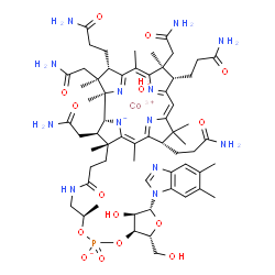 ChemSpider 2D Image | cobaltic;[(2R,3S,4R,5R)-5-(5,6-dimethylbenzimidazol-1-yl)-4-hydroxy-2-(hydroxymethyl)tetrahydrofuran-3-yl] [(1R)-1-methyl-2-[3-[(1R,2R,3R,4Z,7S,9Z,12S,13S,14Z,17S,18S,19R)-2,13,18-tris(2-amino-2-oxo-ethyl)-7,12,17-tris(3-amino-3-oxo-propyl)-3,5,8,8,13,15,18,19-octamethyl-2,7,12,17-tetrahydro-1H-corrin-21-id-3-yl]propanoylamino]ethyl] phosphate;hydrate | C62H90CoN13O15P