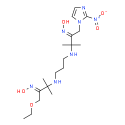 ChemSpider 2D Image | N-[(3Z)-4-Ethoxy-3-(hydroxyimino)-2-methyl-2-butanyl]-N'-[(3E)-3-(hydroxyimino)-2-methyl-4-(2-nitro-1H-imidazol-1-yl)-2-butanyl]-1,3-propanediamine | C18H33N7O5