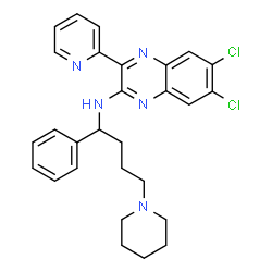 ChemSpider 2D Image | 6,7-Dichloro-N-[1-phenyl-4-(1-piperidinyl)butyl]-3-(2-pyridinyl)-2-quinoxalinamine | C28H29Cl2N5
