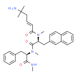 ChemSpider 2D Image | N-[(2E)-5-Amino-5-methyl-2-hexenoyl]-N-methyl-3-(2-naphthyl)-L-alanyl-N,Nalpha-dimethyl-D-phenylalaninamide | C32H40N4O3