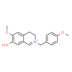 ChemSpider 2D Image | 7-Hydroxy-6-methoxy-2-(4-methoxybenzyl)-3,4-dihydroisoquinolinium | C18H20NO3