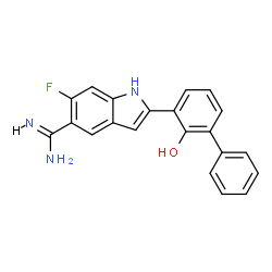 ChemSpider 2D Image | 6-Fluoro-2-(2-hydroxy-3-biphenylyl)-1H-indole-5-carboximidamide | C21H16FN3O
