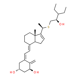 ChemSpider 2D Image | (1S,3R,5Z,7E,9xi,14xi,20R)-20-{[(2R)-3-Ethyl-2-hydroxypentyl]sulfanyl}-9,10-secopregna-5,7,10,16-tetraene-1,3-diol | C28H44O3S