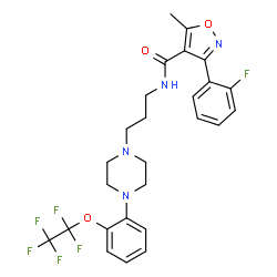 ChemSpider 2D Image | 3-(2-Fluorophenyl)-5-methyl-N-(3-{4-[2-(pentafluoroethoxy)phenyl]-1-piperazinyl}propyl)-1,2-oxazole-4-carboxamide | C26H26F6N4O3