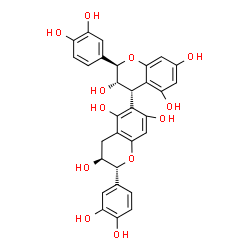 ChemSpider 2D Image | (2R,2'R,3S,3'S,4S)-2,2'-Bis(3,4-dihydroxyphenyl)-3,3',4,4'-tetrahydro-2H,2'H-4,6'-bichromene-3,3',5,5',7,7'-hexol | C30H26O12