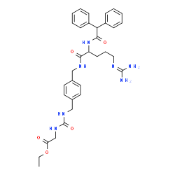 ChemSpider 2D Image | Ethyl N-{[4-({[N~5~-(diaminomethylene)-N~2~-(diphenylacetyl)ornithyl]amino}methyl)benzyl]carbamoyl}glycinate | C33H41N7O5