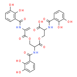 ChemSpider 2D Image | N-(2,3-Dihydroxybenzoyl)-O-{2-[(2,3-dihydroxybenzoyl)amino]-3-({2-[(2,3-dihydroxybenzoyl)amino]acryloyl}oxy)propanoyl}serine | C30H27N3O15