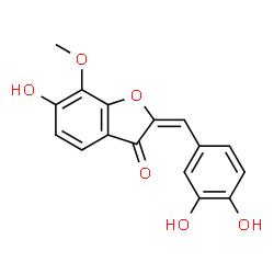 ChemSpider 2D Image | (2E)-2-(3,4-Dihydroxybenzylidene)-6-hydroxy-7-methoxy-1-benzofuran-3(2H)-one | C16H12O6