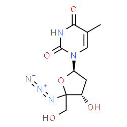 ChemSpider 2D Image | 1-[(2R,4S)-5-Azido-4-hydroxy-5-(hydroxymethyl)tetrahydro-2-furanyl]-5-methyl-2,4(1H,3H)-pyrimidinedione | C10H13N5O5