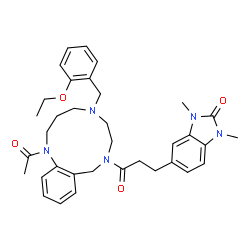 ChemSpider 2D Image | 5-{3-[1-Acetyl-5-(2-ethoxybenzyl)-1,2,3,4,5,6,7,9-octahydro-8H-1,5,8-benzotriazacycloundecin-8-yl]-3-oxopropyl}-1,3-dimethyl-1,3-dihydro-2H-benzimidazol-2-one | C35H43N5O4