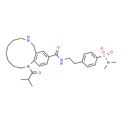 ChemSpider 2D Image | N-{2-[4-(Dimethylsulfamoyl)phenyl]ethyl}-1-isobutyryl-1,2,3,4,5,6,7,8,9,10-decahydro-1,9-benzodiazacyclododecine-12-carboxamide | C29H42N4O4S
