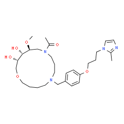 ChemSpider 2D Image | 1-[(12S,13S,14S)-13,14-Dihydroxy-12-methoxy-6-{4-[3-(2-methyl-1H-imidazol-1-yl)propoxy]benzyl}-1-oxa-6,10-diazacyclopentadecan-10-yl]ethanone | C29H46N4O6