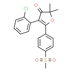 ChemSpider 2D Image | 4-(2-Chlorophenyl)-2,2-dimethyl-5-[4-(methylsulfonyl)phenyl]-3(2H)-furanone | C19H17ClO4S