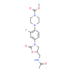 ChemSpider 2D Image | Methyl 4-{4-[5-(acetamidomethyl)-2-oxo-1,3-oxazolidin-3-yl]-2-fluorophenyl}-1-piperazinecarboxylate | C18H23FN4O5