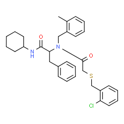ChemSpider 2D Image | Nalpha-{[(2-Chlorobenzyl)sulfanyl]acetyl}-N-cyclohexyl-Nalpha-(2-methylbenzyl)phenylalaninamide | C32H37ClN2O2S