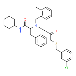 ChemSpider 2D Image | Nalpha-{[(3-Chlorobenzyl)sulfanyl]acetyl}-N-cyclohexyl-Nalpha-(2-methylbenzyl)phenylalaninamide | C32H37ClN2O2S