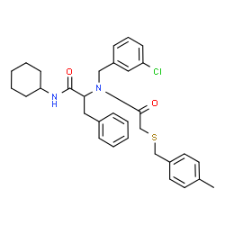 ChemSpider 2D Image | Nalpha-(3-Chlorobenzyl)-N-cyclohexyl-Nalpha-{[(4-methylbenzyl)sulfanyl]acetyl}phenylalaninamide | C32H37ClN2O2S