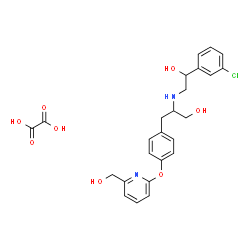 ChemSpider 2D Image | 2-{[2-(3-Chlorophenyl)-2-hydroxyethyl]amino}-3-(4-{[6-(hydroxymethyl)-2-pyridinyl]oxy}phenyl)-1-propanol ethanedioate (1:1) | C25H27ClN2O8