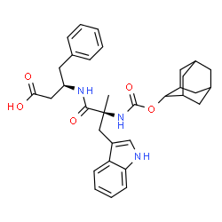 ChemSpider 2D Image | (3R)-3-({N-[(Adamantan-2-yloxy)carbonyl]-alpha-methyl-L-tryptophyl}amino)-4-phenylbutanoic acid | C33H39N3O5