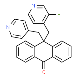 ChemSpider 2D Image | 10-[(3-Fluoro-4-pyridinyl)methyl]-10-(4-pyridinylmethyl)-9(10H)-anthracenone | C26H19FN2O