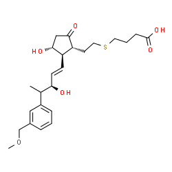 ChemSpider 2D Image | 4-({2-[(1R,2R,3R)-3-Hydroxy-2-{(1E,3R)-3-hydroxy-4-[3-(methoxymethyl)phenyl]-1-penten-1-yl}-5-oxocyclopentyl]ethyl}sulfanyl)butanoic acid | C24H34O6S