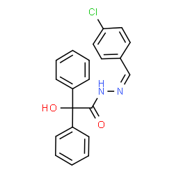 ChemSpider 2D Image | N'-[(Z)-(4-Chlorophenyl)methylene]-2-hydroxy-2,2-diphenylacetohydrazide | C21H17ClN2O2