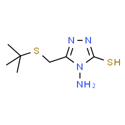 ChemSpider 2D Image | 4-Amino-5-{[(2-methyl-2-propanyl)sulfanyl]methyl}-4H-1,2,4-triazole-3-thiol | C7H14N4S2